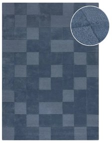 Tmavomodrý ručne tkaný vlnený koberec 200x290 cm Checkerboard – Flair Rugs
