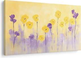 Obraz - Fialové a žlté kvietky (90x60 cm)