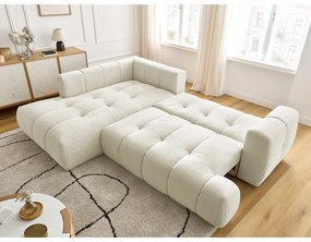 Béžová rozkladacia/s úložným priestorom rohová pohovka (ľavý roh/do L) Fuji – Bobochic Paris