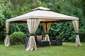 Krémový záhradný pavilón so závesmi Valencia 4x4 m Garden Point