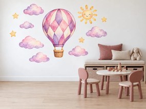 Lila balón mezi obláčky arch 46 x 34 cm
