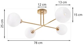 Stropné svietidlo Eliza, 4x biele sklenené tienidlo, G