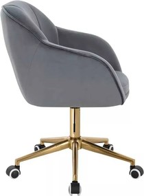 LuxuryForm DESIGN Stolička AVOLA VELUR na zlatej podstave s kolieskami - tmavo šedá