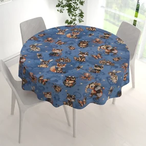 Biante Detský bavlnený okrúhly obrus Sandra SA-581 Zvieratká vynálezcovia na modrom Ø 60 cm