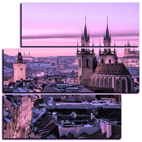 Obraz na plátne - Panoramatický pohľad na starú Prahu - štvorec 3256VD (105x105 cm)