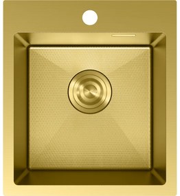 Mexen Solix, 1-komorový nerezový drez 400 x 450 mm, brúsená zlatá, vzor voština, 6401401000-55HC