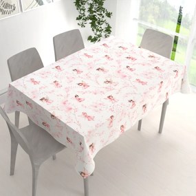 Biante Detský bavlnený obdĺžnikový obrus Sandra SA-684 Ružové víly na bielom 120x200 cm