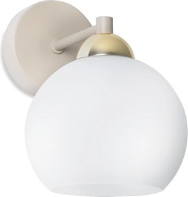 Nástenné svietidlo Eliza 1, 1x biele sklenené tienidlo, g/be