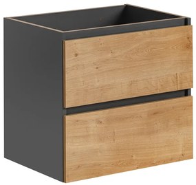 Závěsná skříňka Monako se zápustným umyvadlem 60 cm šedá/dub hamilton