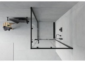 Mexen Rio, štvorcový sprchovací kút s posuvnými dverami 90(dvere) x 90(dvere) x 190 cm, 6mm číre sklo, čierny profil, 860-090-090-70-00