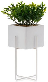 KERAMICKÝ KVETINÁČ SO STOJANOM MIZU 22X12 CM BIELA