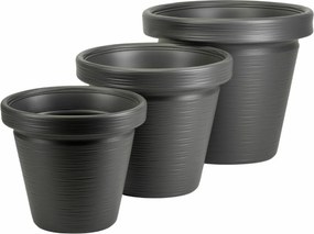 Sada 3 ks květináčů SRTIA RIFLO 47,9x55/40x46/33,9x39 cm antracitová