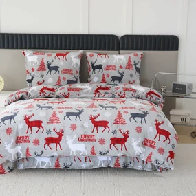 Obliečky mikroplyš MERRY CHRISTMAS DEER sivé Rozmer obliečky: 70 x 90 cm | 140 x 200 cm