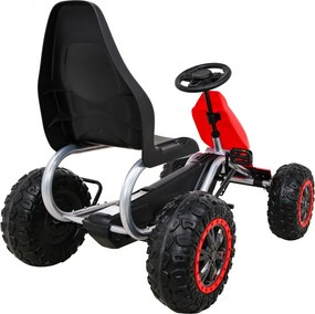 Ramiz Veľká silná detská motokára s pedálmi Červená + 100 kg záťaž + EVA kolesá + Ručná brzda + Športové sedadlo