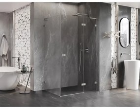 Mexen Lunar, L pravý výklopný sprchový kút 75 x 70 cm, 8mm číre sklo, oceľový profil, 834L-075-070-97-00-P