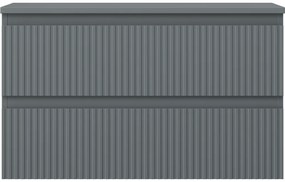 Mexen Rivel, kúpeľňová skrinka 80 cm s pracovnou doskou, 2 zásuvky, drážkovaná, grafitová matná, 91A20-08047-2-BFFC66