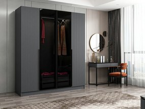 Elegantná šatníková skriňa ShadowLux sivá s dymovými dvierkami 210 x 180 x 52 cm