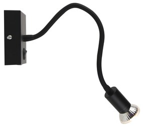 Moderná flexibilná nástenná lampa USB čierna - Zeno