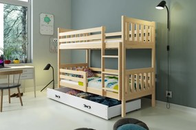 Detská poschodová posteľ so zásuvkou CARINO 2 Farba: Borovica