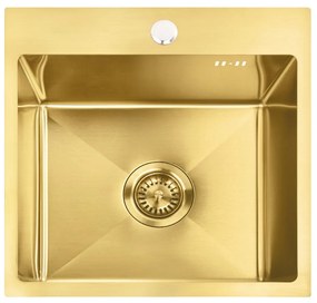 Rea Leo, 1-komorový oceľový drez 400x450x185 mm, zlatá matná, ZLE-06001