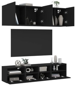 5-dielne TV nástenné skrinky čierne kompozitné drevo 3216512