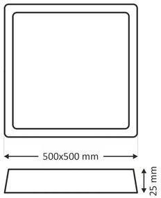 LED stropné svietidlo LED/40W/230V 3000/4000/6500K 50x50 cm čierne