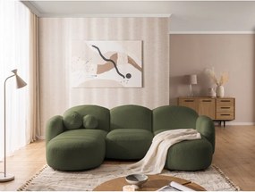 Zelená rohová pohovka z textílie buklé (do tvaru "U") Orbit – Ropez