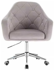 LuxuryForm DESIGN Kreslo ANDORA VELUR na strieborné podstave s kolieskami - svetlo šedé