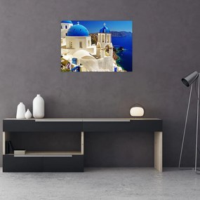 Sklenený obraz - Santorini, Grécko (70x50 cm)