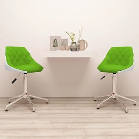 Otočné jedálenské stoličky 2 ks zelené a biele umelá koža