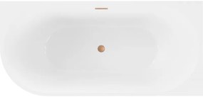 Mexen Mia, voľne stojaca rohová vaňa, pravá, 170 x 80 cm, biela, medený prepad, 52691708000P-65