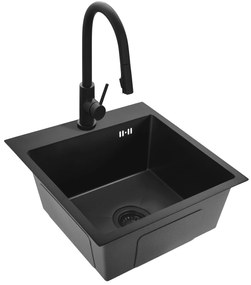 Rea Leo, 1-komorový oceľový drez 400x450x185 mm, čierna, ZLE-06002