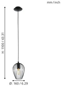 Eglo 49477 - Luster NEWTOWN 1xE27/60W/230V