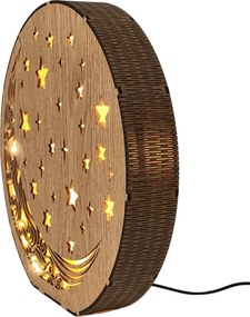 Drevená stolová lampa Mesiac a hviezdy | AURA: HDF - Orech 20 cm 4794-115288 LED0612
