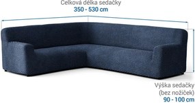 Bielastické poťahy MOSAICO modré rohová sedačka (š. 350 - 530 cm)