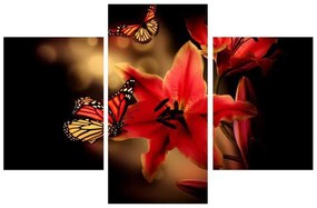 Obraz ľalie s motýľom (90x60 cm)