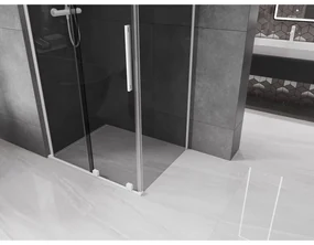Mexen Velar L, sprchový kút s posuvnými dverami 120 x 90 cm, 8mm šedé sklo, biela matná, 871-120-090-43-20