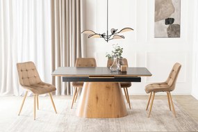 LIZBONA Keramický rozkladací stôl 160-200 cm čierny/dub