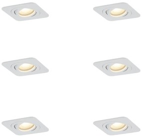 Sada 6 zaoblených zapustených bodových svetiel biela GU10 50 mm otočné a naklápacie IP44 - Alberto