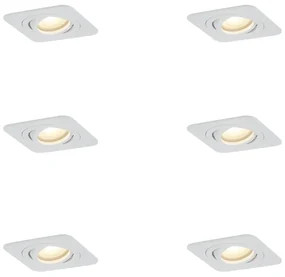 Sada 6 zaoblených zapustených bodových svetiel biela GU10 50 mm otočné a naklápacie IP44 - Alberto