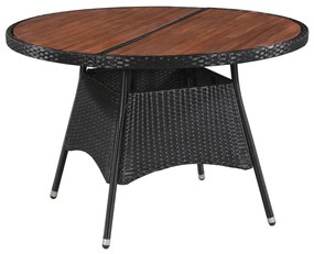 Záhradný stôl 115x74 cm, polyratan a akáciový masív 43949