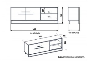 TV stolík Polka 160 cm biely