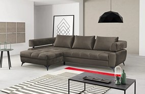 Rohová sedacia súprava Paris, blatistá hnedá látka, ľavý roh
