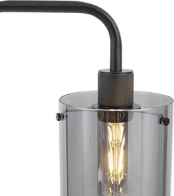 Dizajnová stojaca lampa čierna s dymovým sklom - Domo