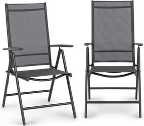 Blumfeldt Almeria, skladacie stoličky, 2 ks, 56,5 x 107 x 68 cm, ComfortMesh, antracitová