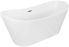 Mexen Montana, voľne stojaca vaňa 180 x 80 cm, biela, zlatý lesklý prepad, 52011808000-50