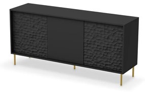 KOMODA MARTON ČIERNA + ZLATÉ NOŽIČKY 155 cm