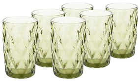 Poháre na vodu, set 6 ks, 350 ml, zelená, retro, BAROLO TYP 1