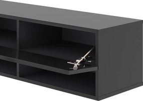 Závěsný TV stolek Derby 280 cm černý mat/černý lesk