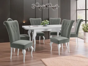 Rozkladací stôl Julia so 6 stoličkami ST63, Dostupné poťahy: Magic Velvet 2217, Farby: biela / biely lesk